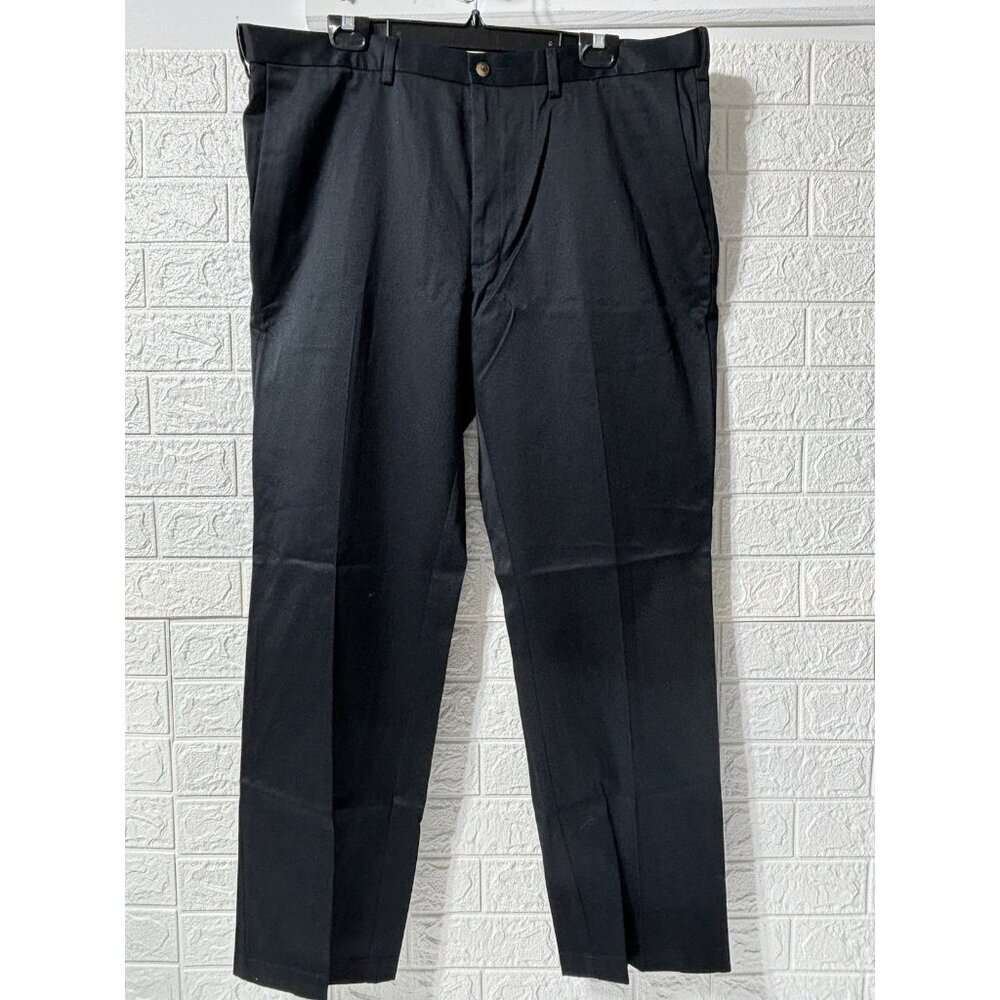 HAGGAR Men Premium Dress Khaki Pant Straight Fit, Black, Size 40X32
